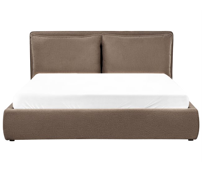 Beliani Cama baú Bouclé BAJONNA 204x235 Cinza