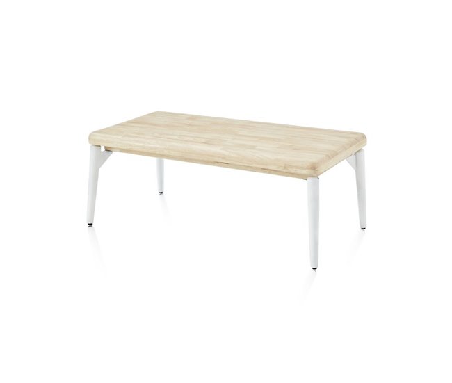 Mesa de centro elevatória Padma 120x60 Branco/ Madeira