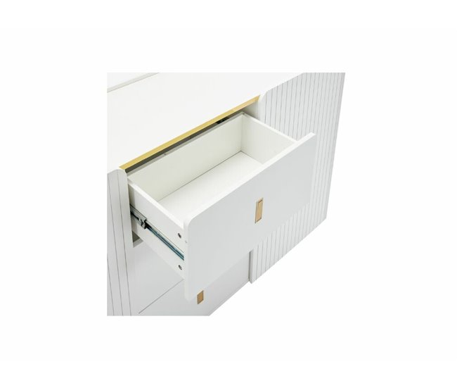 Aparador de 2 portas e 2 gavetas com iluminação LED Branco