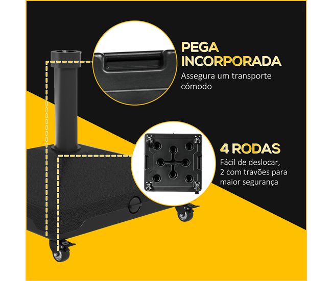 Base para Chapéu de Sol HDPE e Aço Outsunny Preto