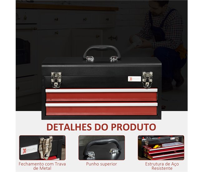 Caixa de Ferramentas Aço DURHAND Preto