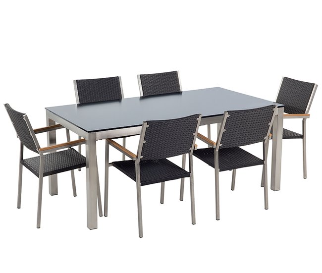 Beliani Conjunto de comedor GROSSETO Cinza