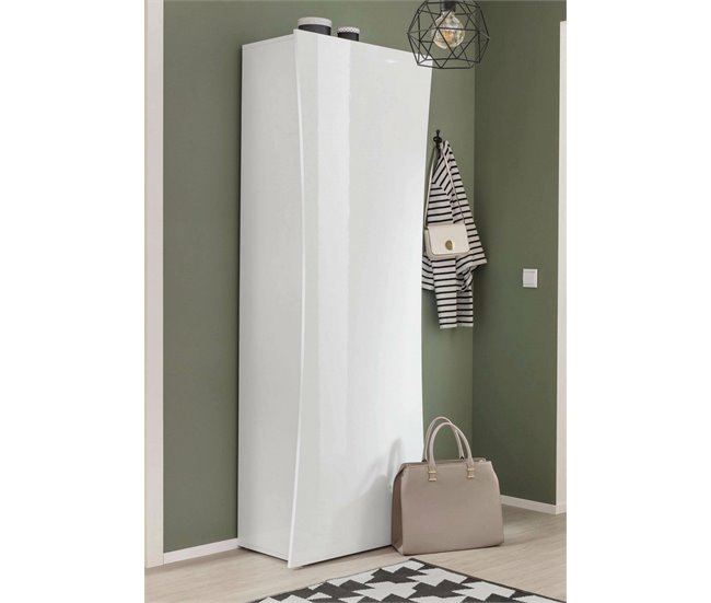 Armário multiuso com 1 porta efeito madeira Branco Brillo