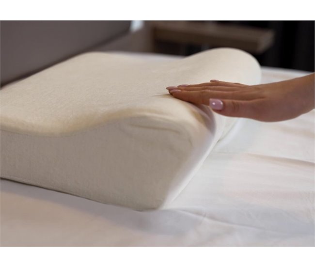 Almofada Ergonômica e Cervical de Luxo de Espuma de Memória Branco/ Bege