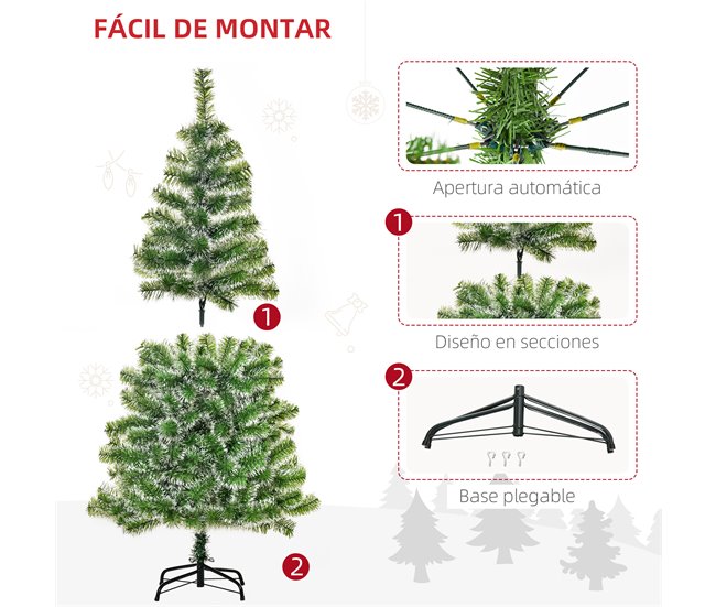 Árvore de Natal Artificial PET e Metal HOMCOM, casa - natal Verde