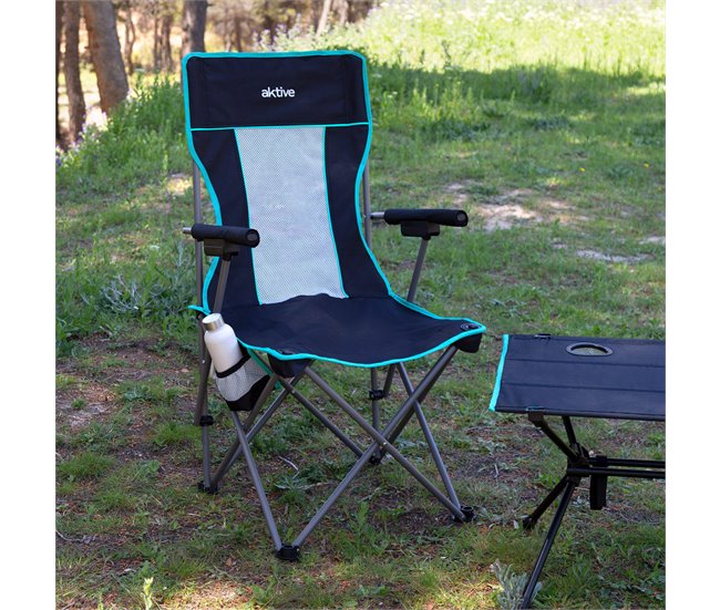 Aktive Pack de 2 cadeiras de praia 5 posições com almofada Preto