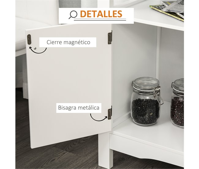 Aparador de Cozinha MDF HOMCOM, casa - móveis de armazenamento Branco