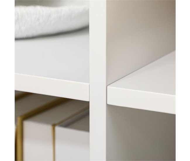 Aparador de Cozinha MDF, Vidro e Madeira de Borracha HOMCOM 160 Branco