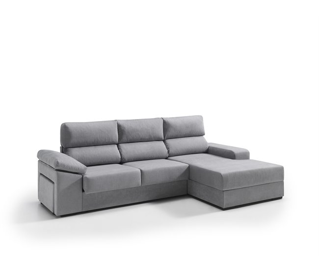 Chaise longue dereita com arrumação RUBIK Cinza