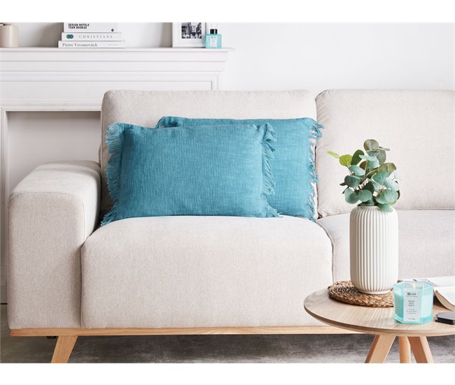 Beliani Almofada decorativa MABA Azul