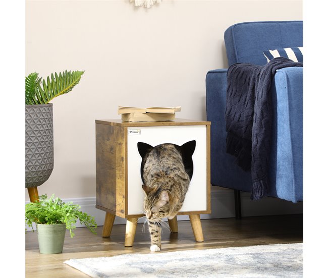Casa para Gatos MDF, Melamina, Madeira de Pinho e Pelúcia PawHut Vermelho