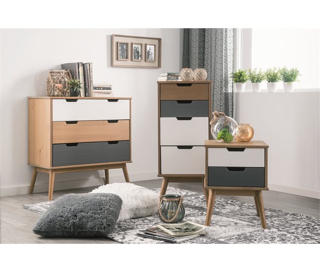Mesa de cabeceira com 2 gavetas VITA Carvalho