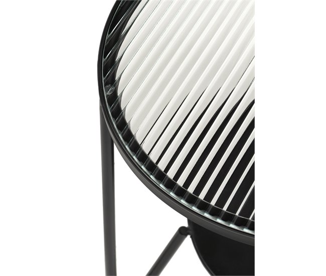 Mesa lateral de metal com tampo de vidro Preto
