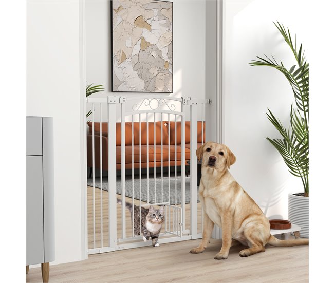 Barreira de Segurança para Cães Aço e PA PawHut Branco