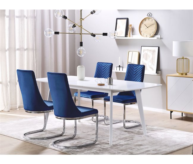 Beliani Silla de comedor ALTOONA Azul Marino