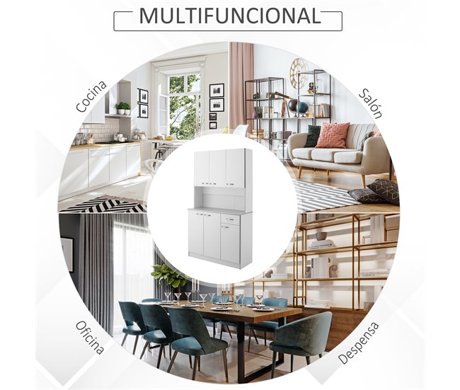 Armário de Cozinha Placa PB, metal HOMCOM, casa - cozinha Branco