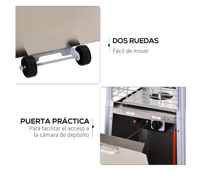 Aquecedor a Gás para Exterior Aço Inoxidável Outsunny Prata