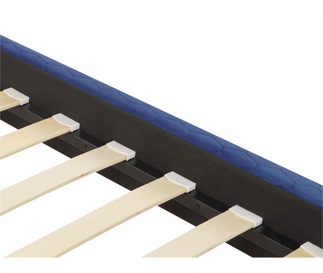 Beliani Cama com estrado Veludo BAYONNE 191x212 Azul