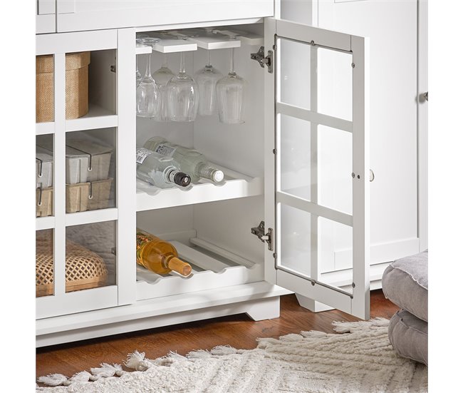 Aparador de cozinha com 3 portas e 2 gavetas FSB77-W SoBuy Branco