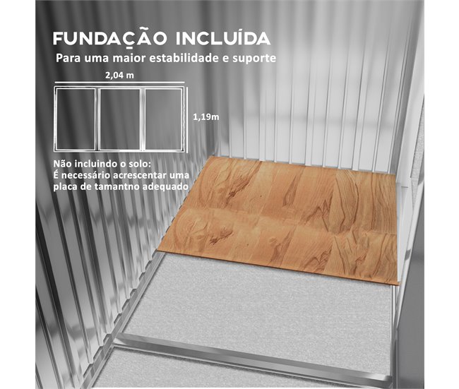 Abrigo de Jardim Aço Galvanizado e PP Outsunny Cinza