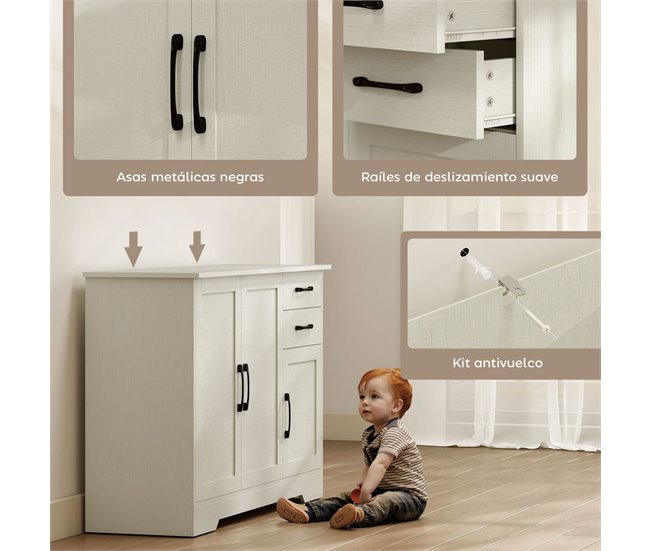 Aparador Melamina de Madeira, MDF HOMCOM Cru