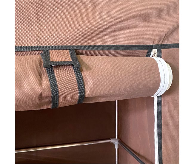 Armário de tecido com portas e rodas com zíper Nyana Home 125 Castanho
