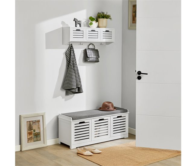Banco e prateleira para sapatos FSR23-W+FHK19-W SoBuy Branco