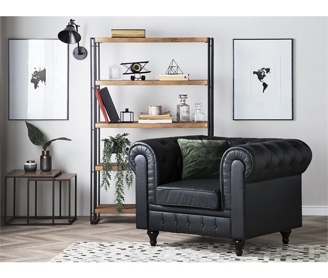 Beliani Poltrona CHESTERFIELD Preto