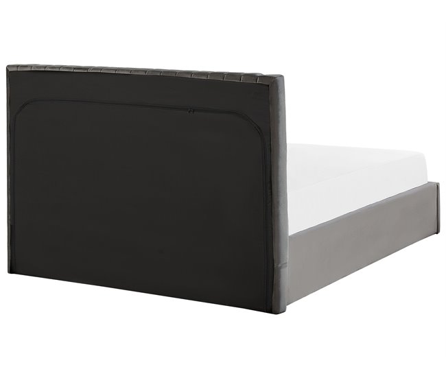 Beliani Cama com armazenamento Veludo VION 157x216 Cinza