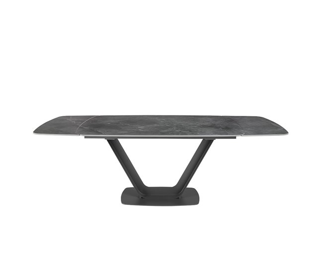 ANGEL CERDA Mesa de jantar extensível barril oval mármore porcelânico e aço preto 240x100 Preto