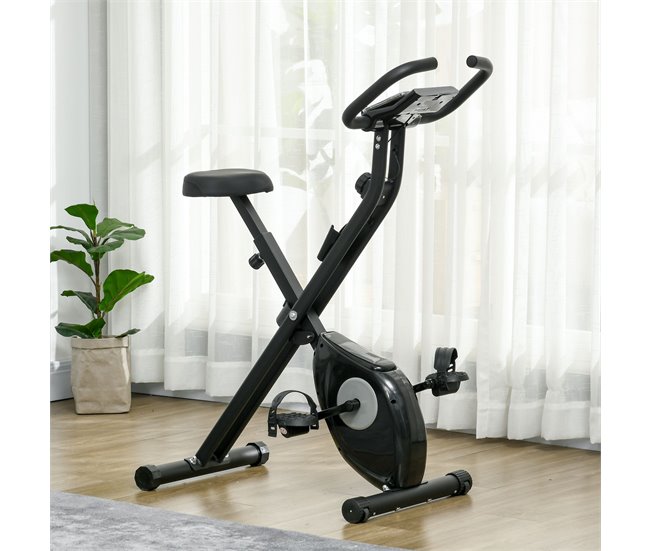 Bicicleta Estática Dobrável Aço, ABS, EVA HOMCOM Preto