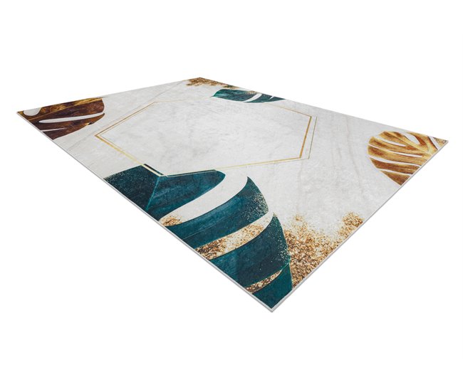 ANDRE 1150 Tapete Monstera sai cubo antiderrapante 120x170 Branco