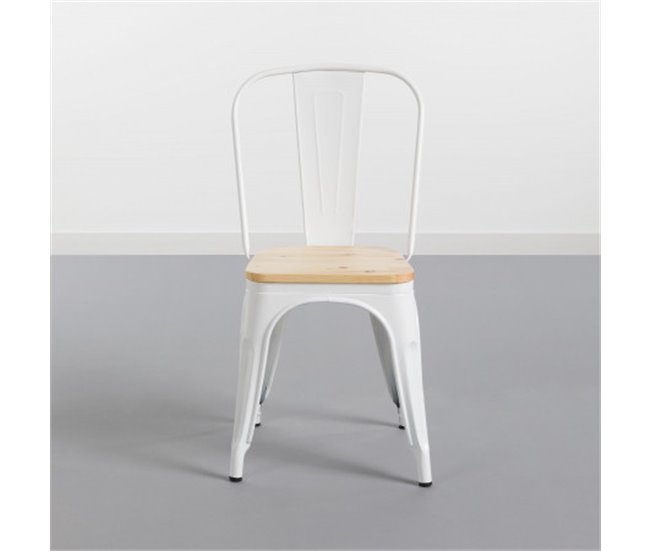 Cadeira Industrial Strong com Assento de Madeira Thinia Home Branco