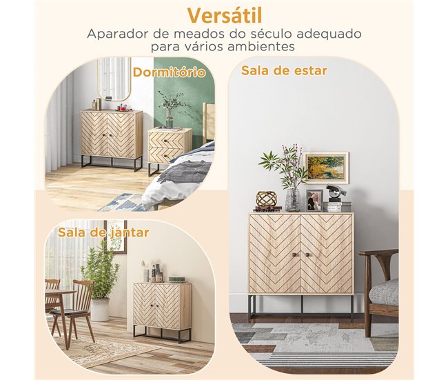 Aparador Melamina de Madeira, MDF e Metal HOMCOM Castanho