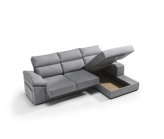 Chaise longue dereita com arrumação RUBIK Cinza