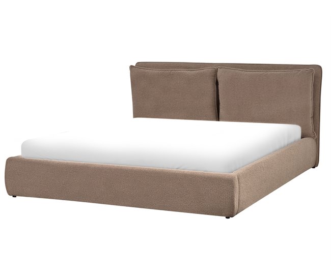 Beliani Cama baú Bouclé BAJONNA 204x235 Cinza