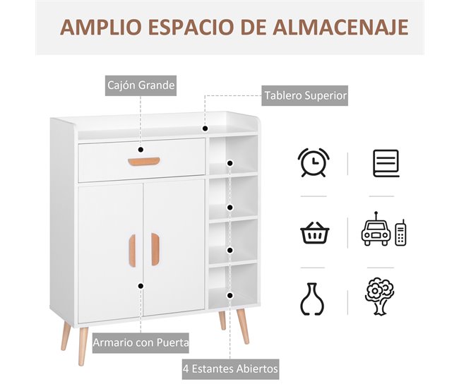 Armário Particle Board HOMCOM, casa - móveis de armazenamento 80 Branco