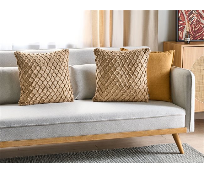 Beliani Almofada decorativa COLLOMIA Bege