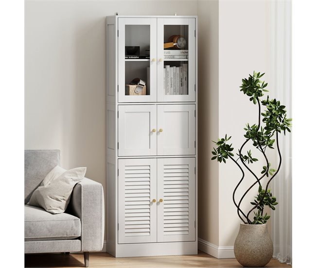 Armário Casa de Banho MDF e Vidro HOMCOM, casa - casa de banho Branco