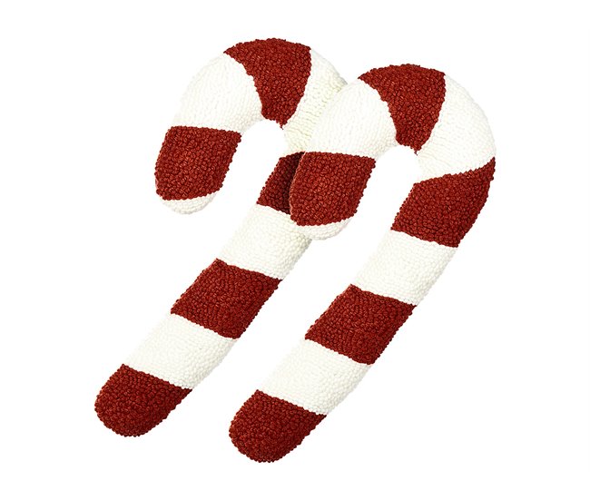 Beliani Almofada decorativa CANDY CANE Branco/ Vermelho