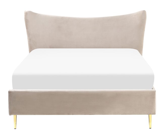 Beliani Cama com estrado Veludo CHALEIX 148x212 Cinza Claro