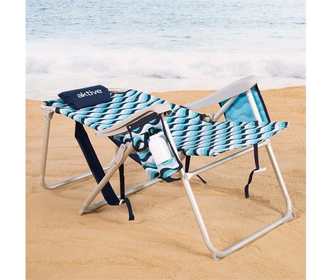 Aktive Pacote com 2 cadeiras de praia dobráveis Aruba 5 posições Azul