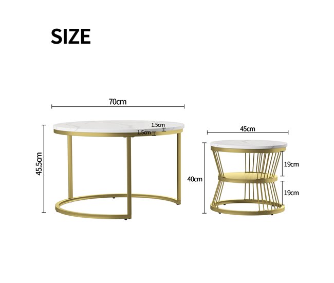 Mesa de centro, mesa de apoio, mesa de canto 70x45 Branco