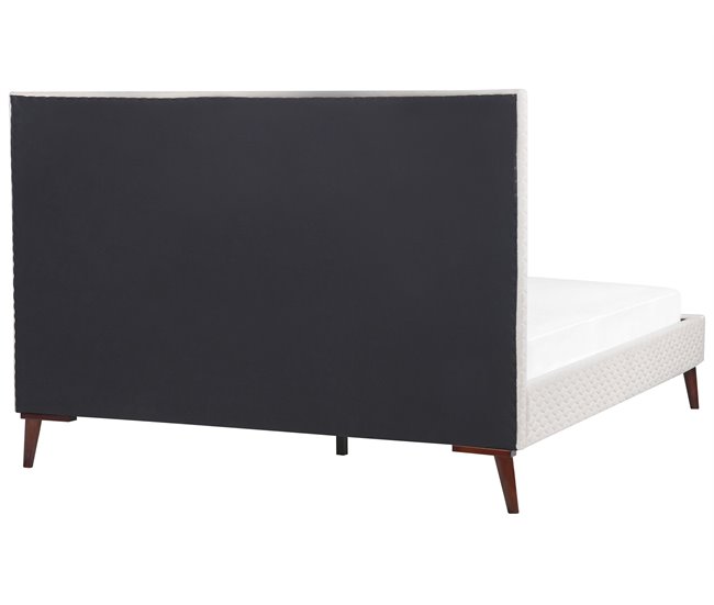 Beliani Cama com estrado Veludo BAYONNE 171x212 Branco/ Bege