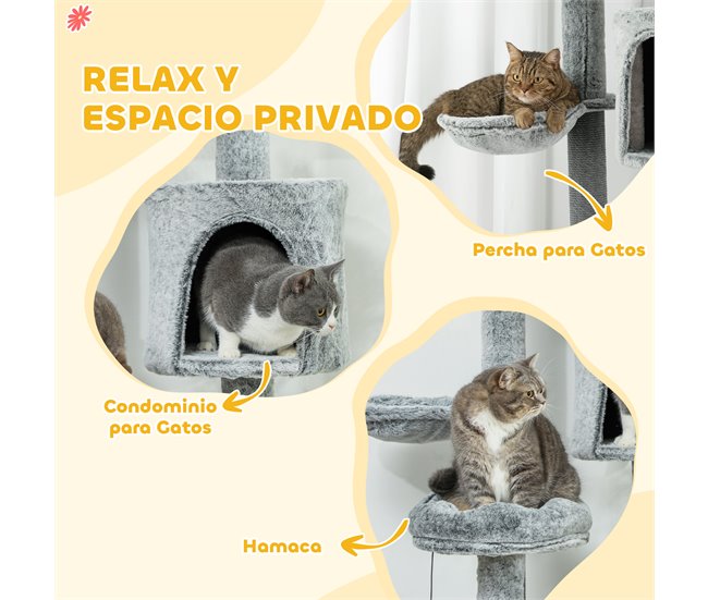 Arranhador para Gatos Aglomerado, Poliéster e Algodão PP PawHut Cinza