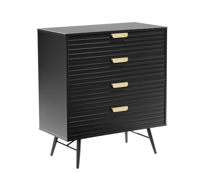 Cómoda EMILY 90x80x40cm 3 gavetas pretas Preto
