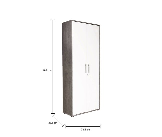 Armário multiuso com 2 portas com efeito madeira 78 Branco
