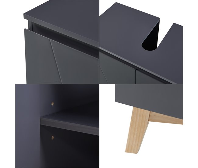Armário de lavatório Overath MDF Cinza