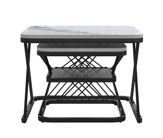 Mesa de centro, mesa de sala, mesa de sofá. 60x45 Branco/ Preto
