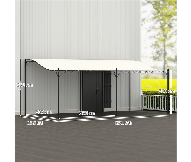 Pérgola Metal Outsunny, varanda e jardim - estructuras externas Cru